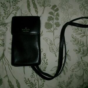 kate spade black leather crossbody phone pouch